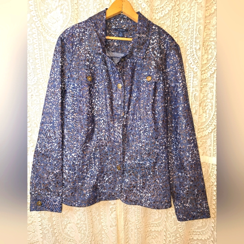 Westbound Animal Print Denim Jacket,  Blue Jean Jacket, Cheetah Print Jaxket